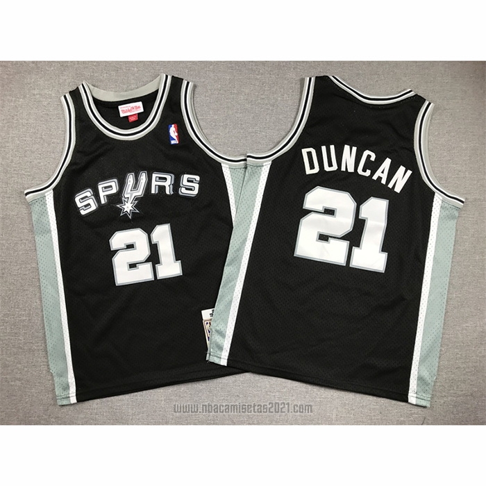 Camiseta Nino San Antonio Spurs Tim Duncan #21 Mitchell & Ness 1998-99 Negro
